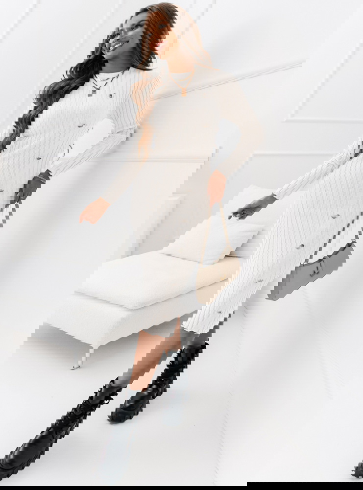 Sweterkowa prążkowana sukienka z...