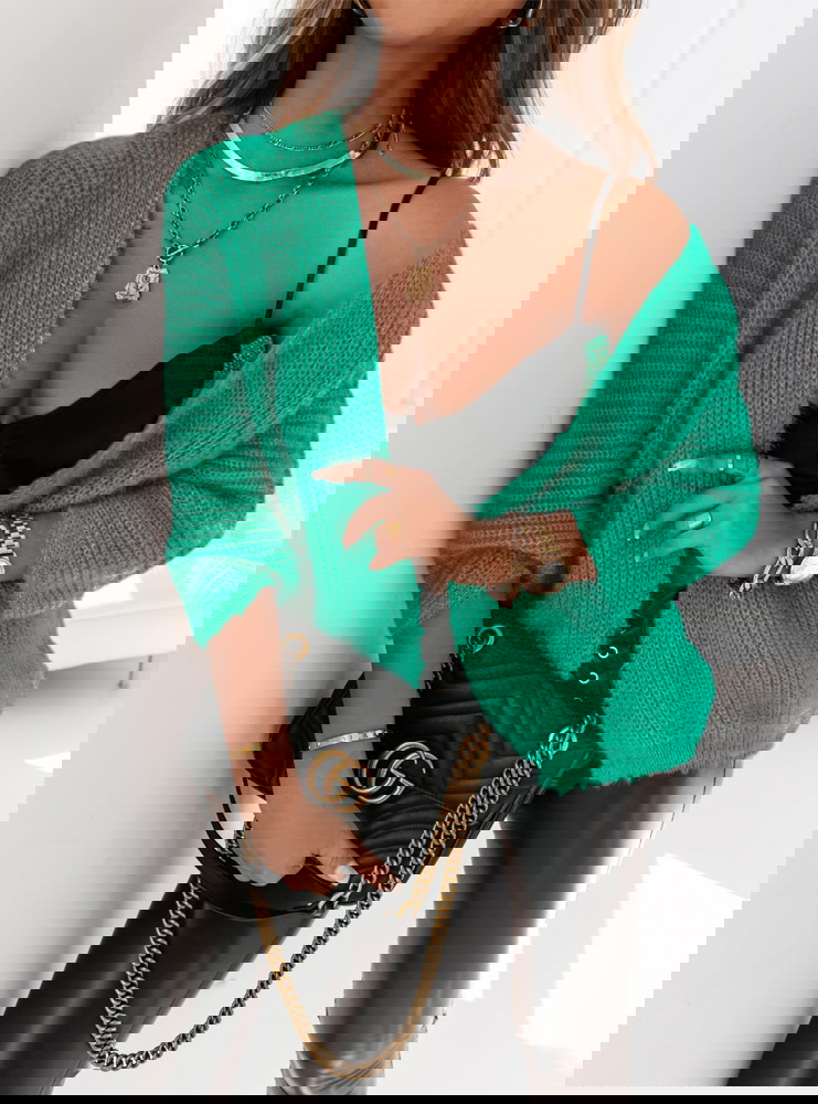 Szmaragdowy moherowy kardigan Haisley