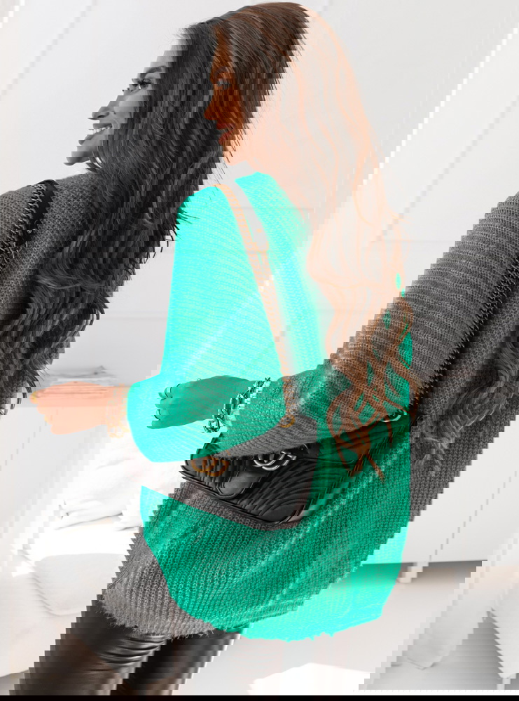 Szmaragdowy moherowy kardigan Haisley