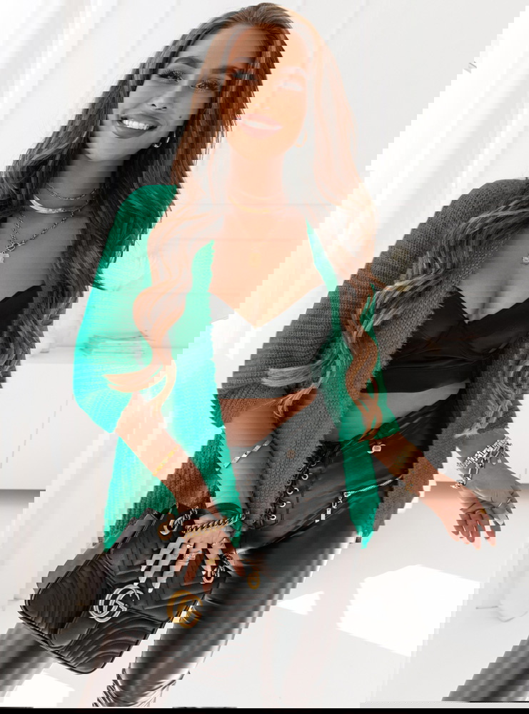 Szmaragdowy moherowy kardigan Haisley