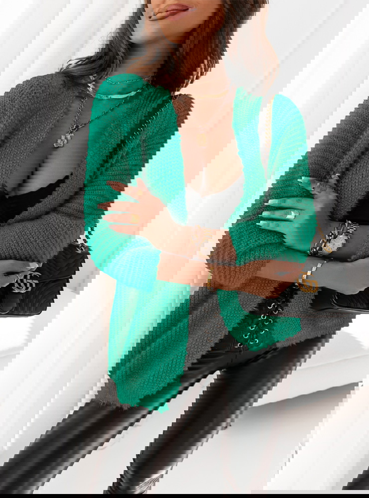 Szmaragdowy moherowy kardigan Haisley