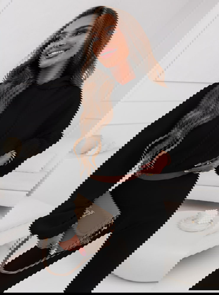 Czarny komplet dresowy z polaru Lopzzo