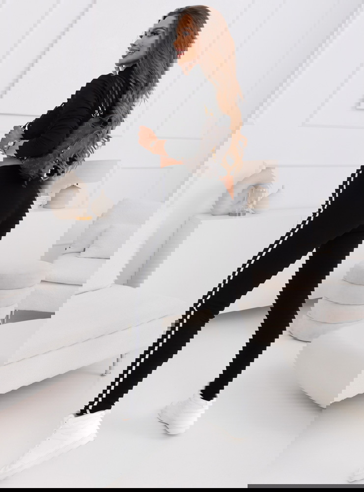 Czarne legginsy z gumą i lampasem Sofija