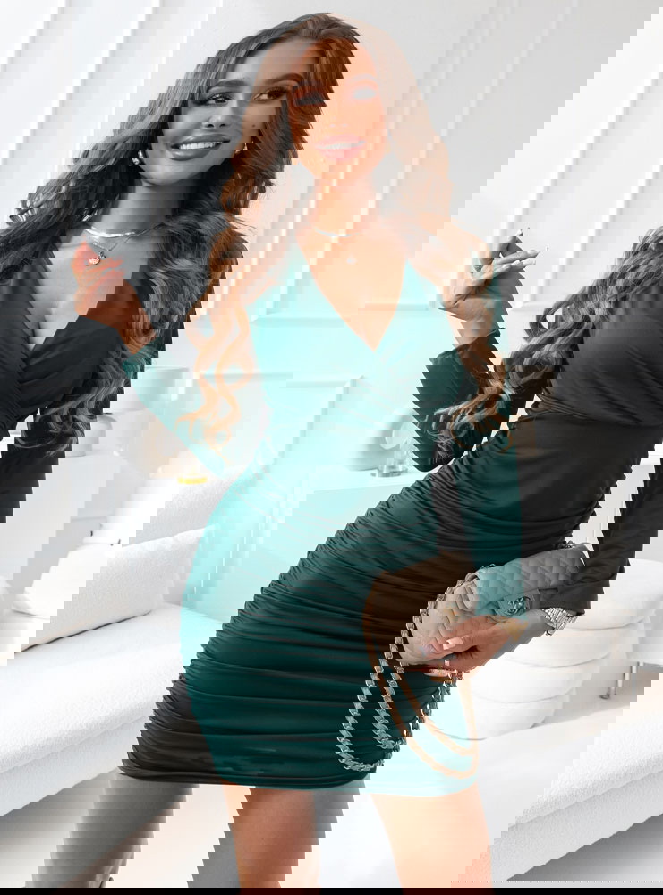 Marszczona sukienka z dekoltem Bahia...