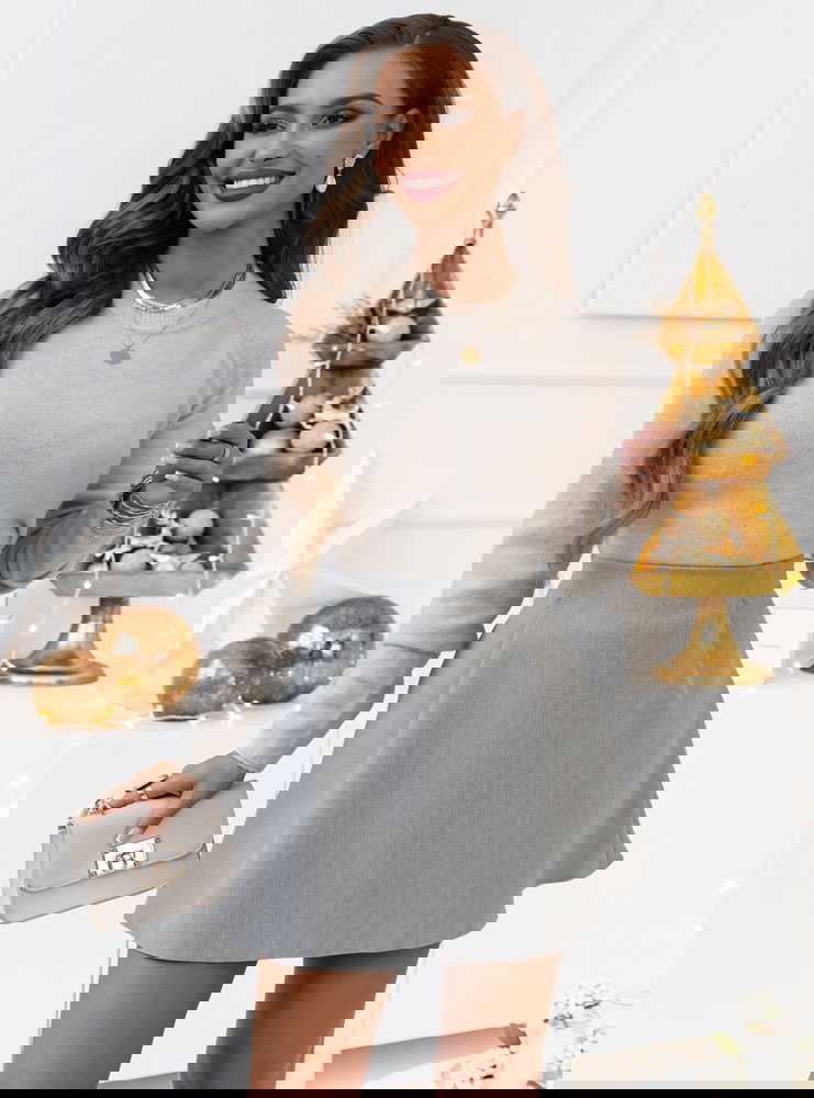 Szara spódniczka z zamkiem Emani