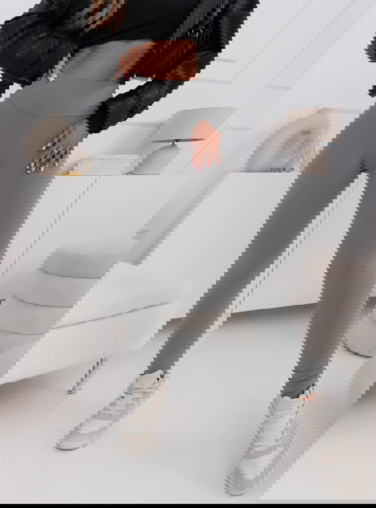 Szare prążkowane legginsy Bezkoo