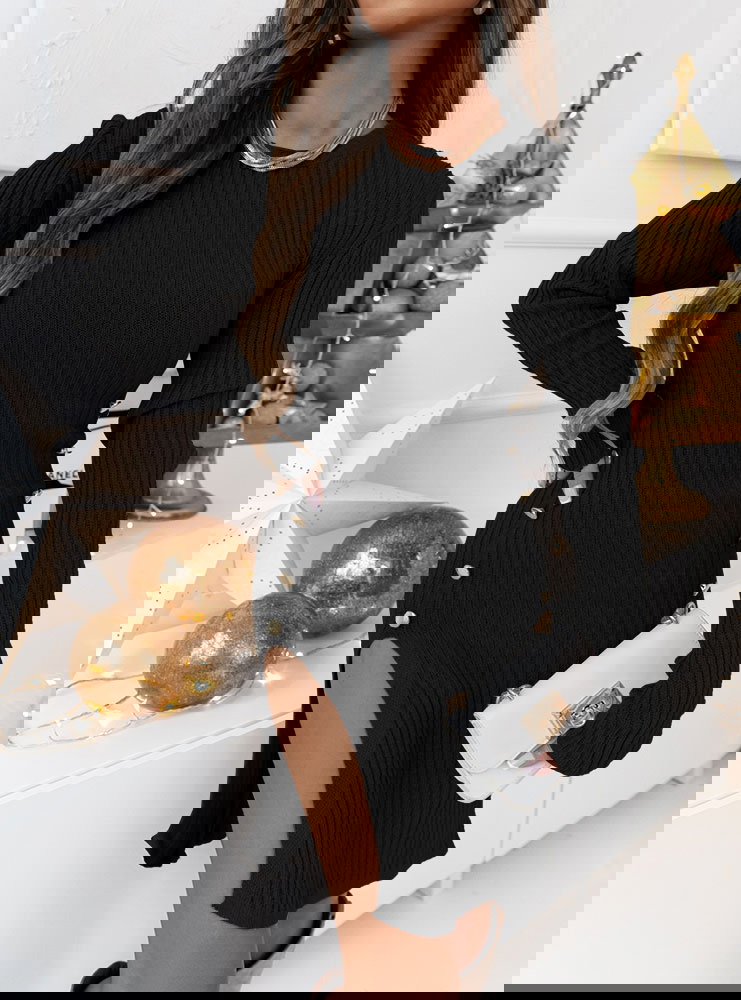 Czarna prążkowana sukienka z...