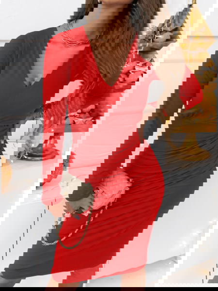 Malinowa sukienka mini z... 2