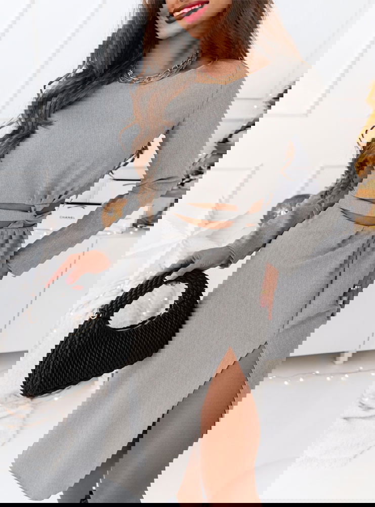 Szary wiązany komplet bluzka ze...