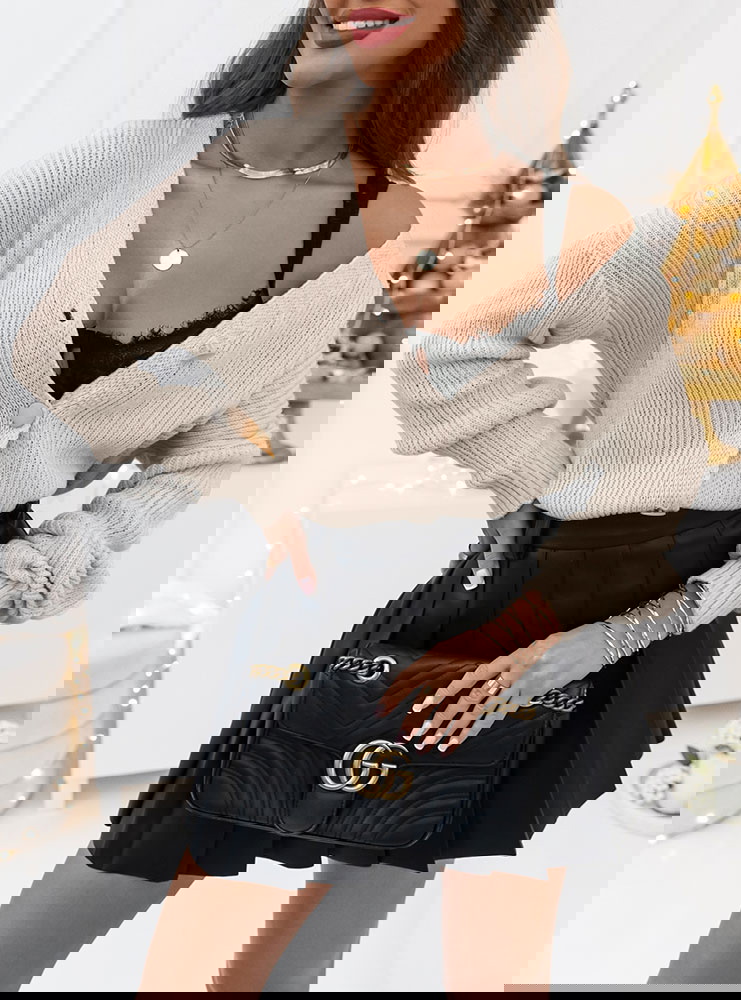 Beżowy rozpinany sweter Sevyn