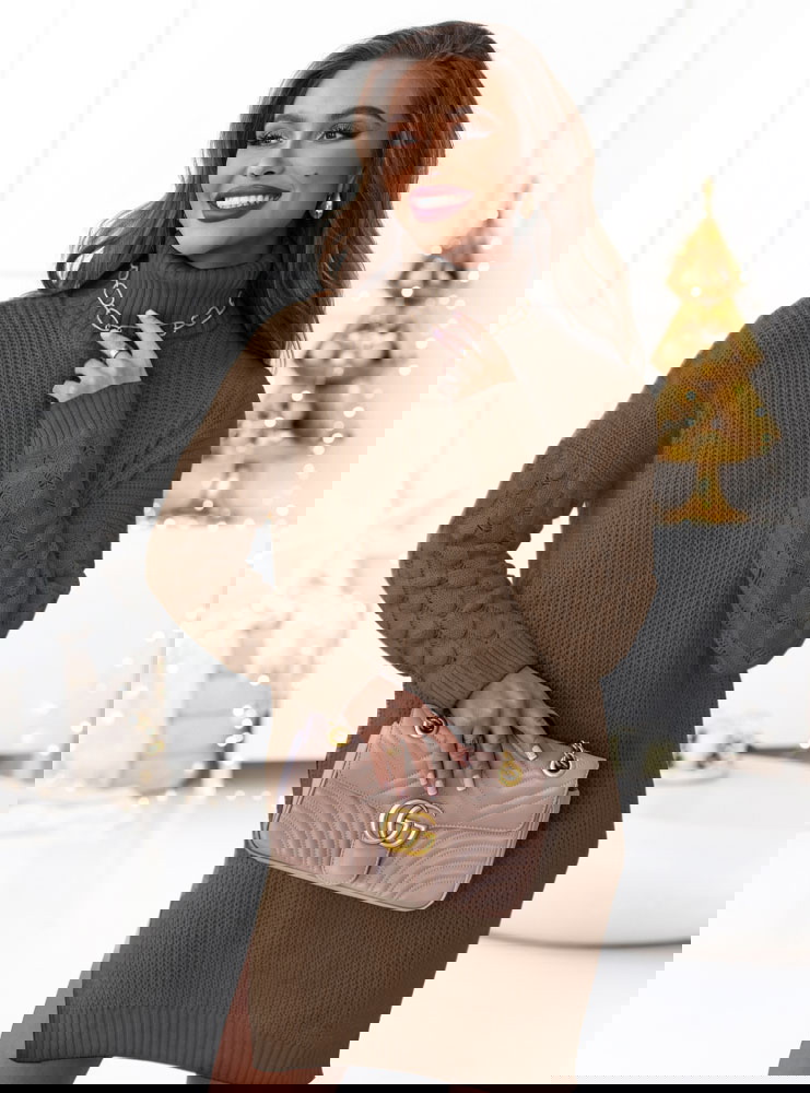 Sukienka swetrowa z ozdobnymi...