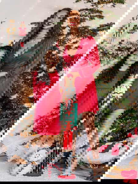 Malinowy satynowy zestaw... 2