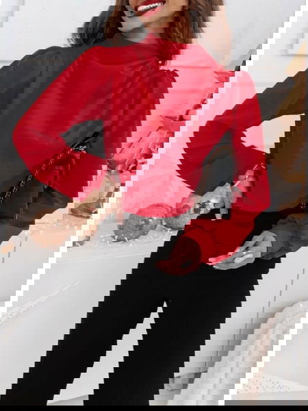 Malinowa elegancka bluzka z... 2