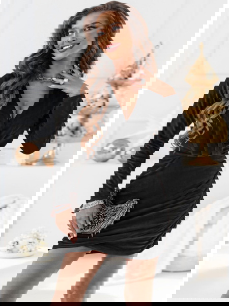 Czarna welurowa sukienka z... 2