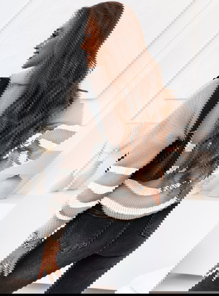 Sweter w paski z wysokim golfem Zilka...