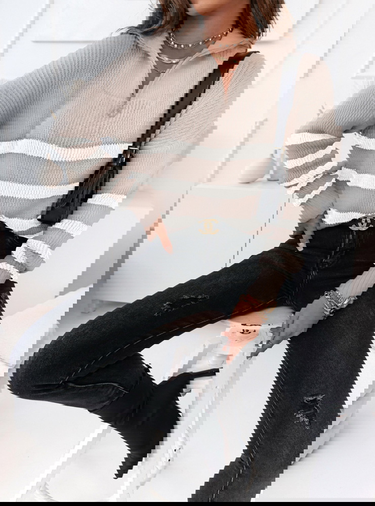 Sweter w paski z wysokim golfem Zilka...