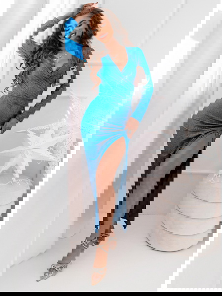 Turkusowa błyszcząca długa... 2