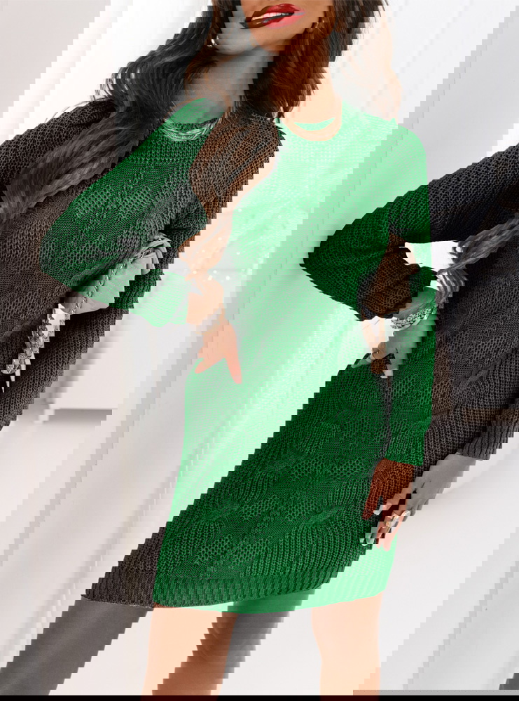 Szmaragdowa swetrowa sukienka z...