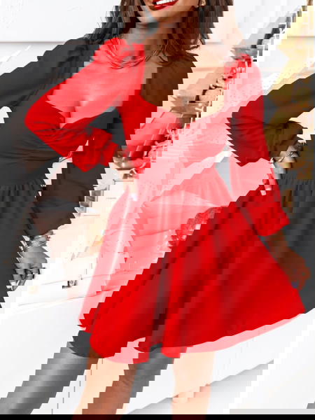 Malinowa sukienka z... 2