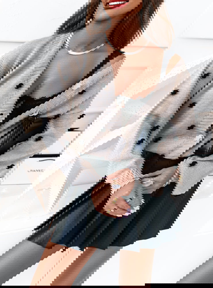 Beżowy rozpinany sweter z ozdobnymi...