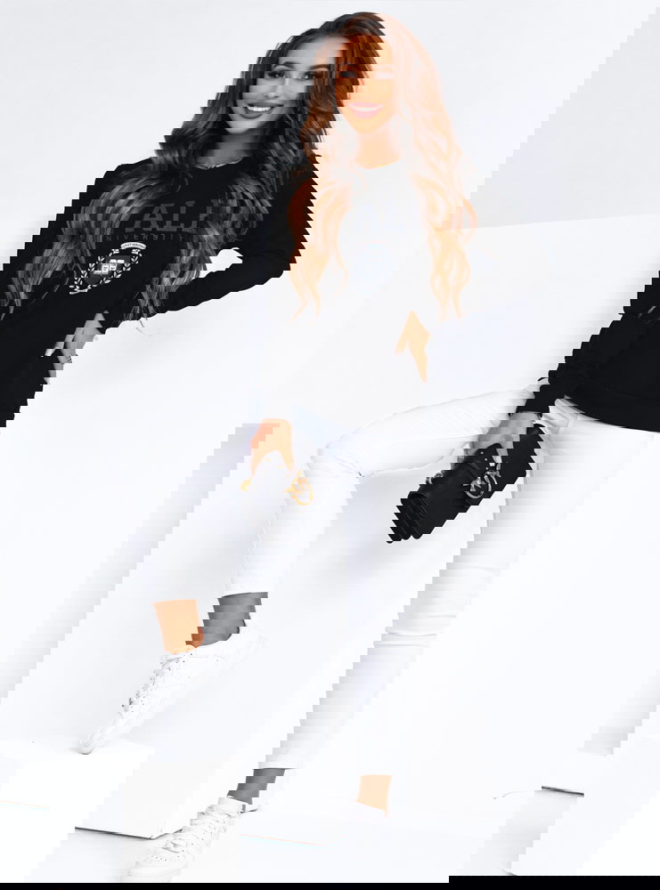 Czarna bluza z modnym nadrukiem Layan