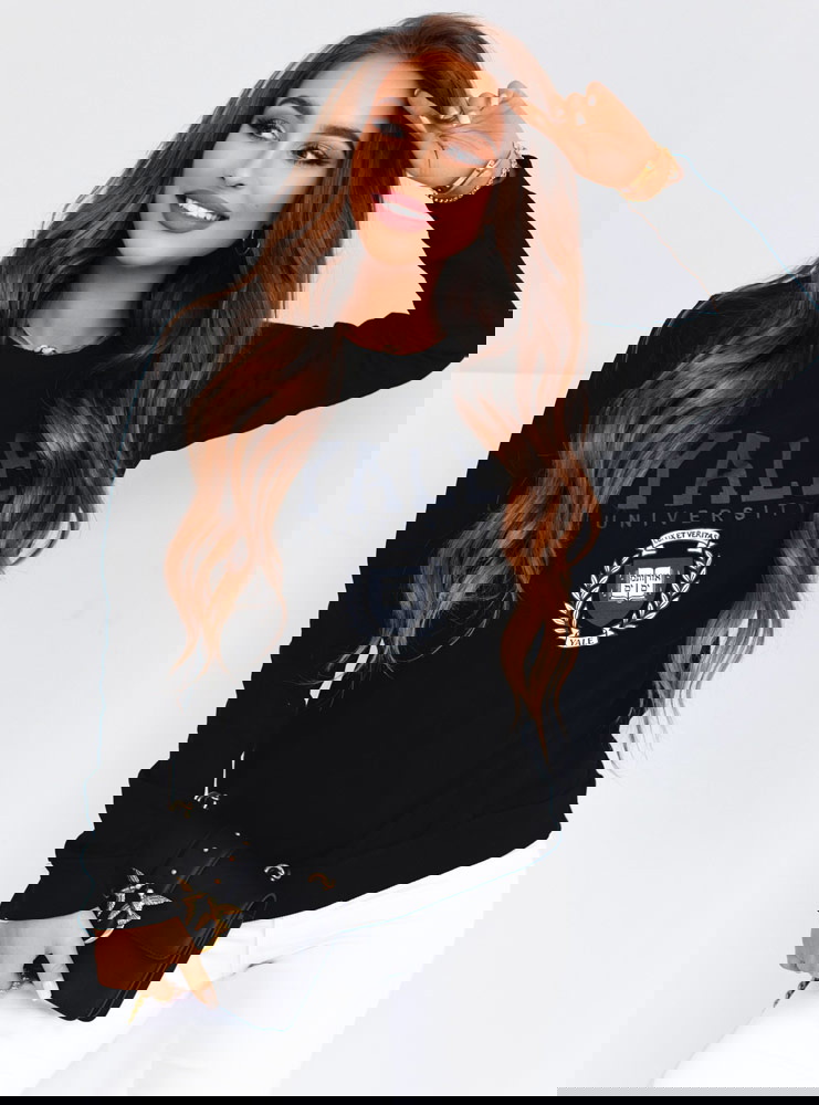 Czarna bluza z modnym nadrukiem Layan