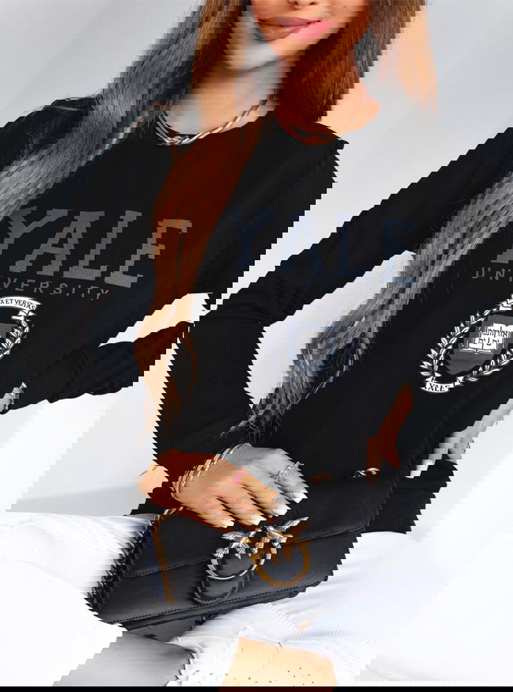 Czarna bluza z modnym nadrukiem Layan