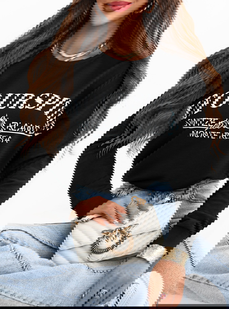 Czarna bluza z modnymi napisami Emersyn