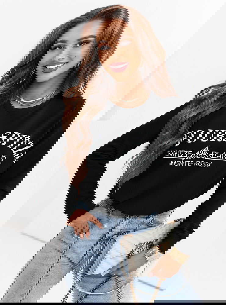 Czarna bluza z modnymi napisami Emersyn