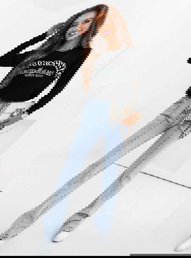 Czarna bluza z modnymi napisami Emersyn