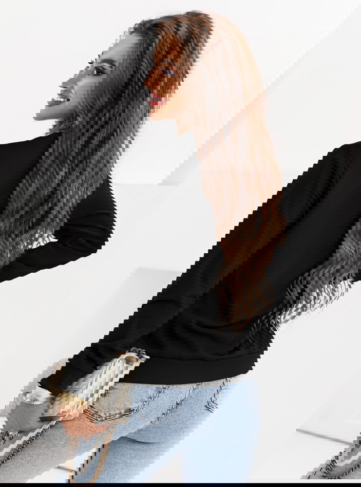 Czarna bluza z modnymi napisami Emersyn