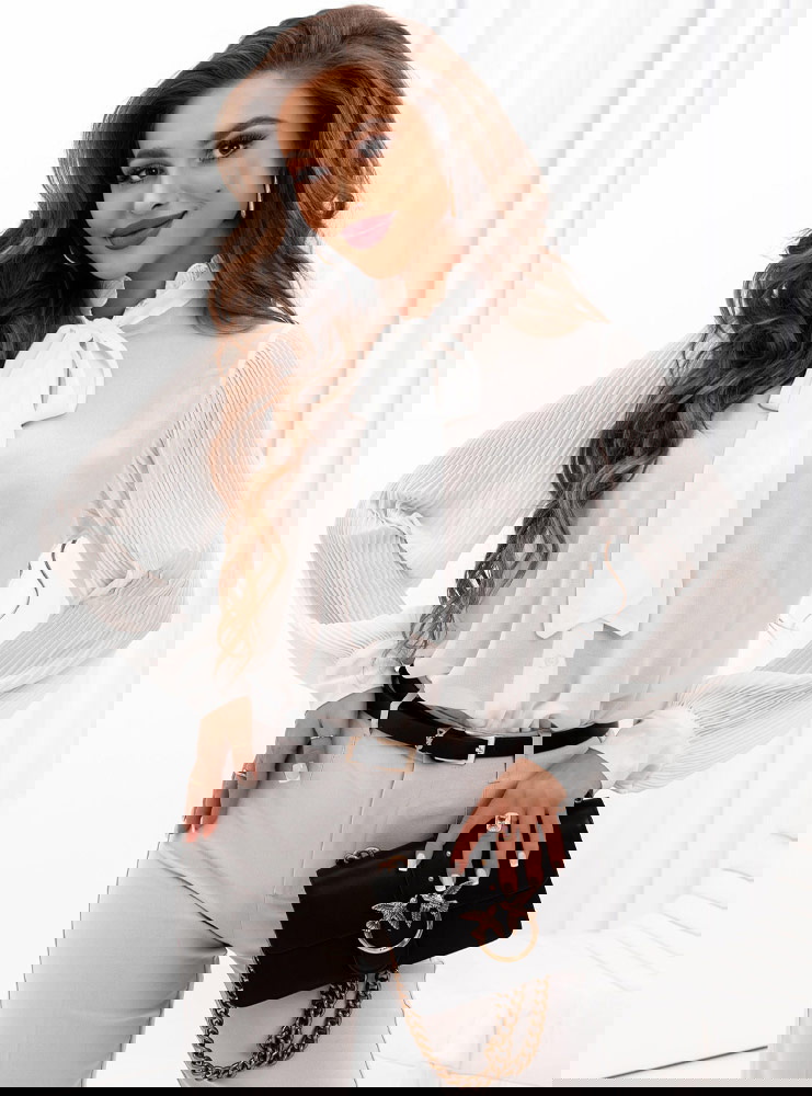 Biała koszula z wiązaniem Filiz