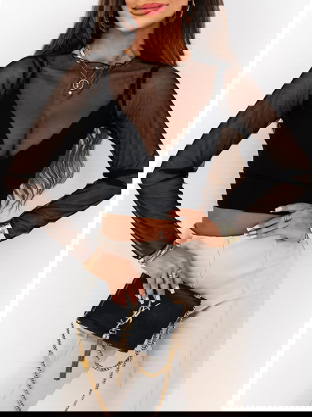 Czarna tiulowa bluzka z... 2