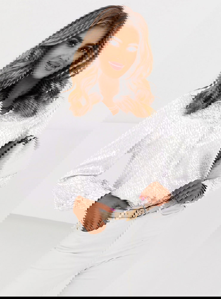 Biała wzorzysta koszula z...