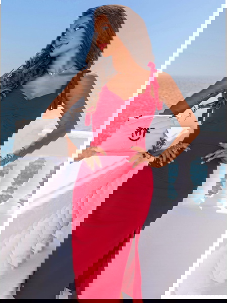 Malinowa sukienka midi z... 2