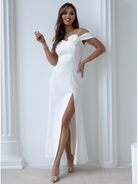 Biała elegancka sukienka z...