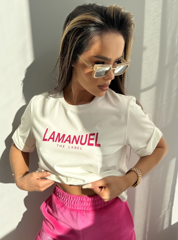 T-shirt Lamanuel z podwijanymi...