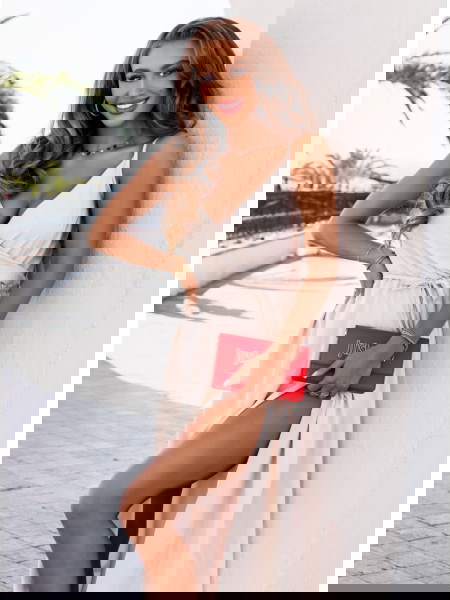 Beżowa długa przekładana... 2