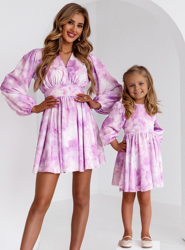 Zestaw sukienek wzorzystych mama i córka Carellia - D45