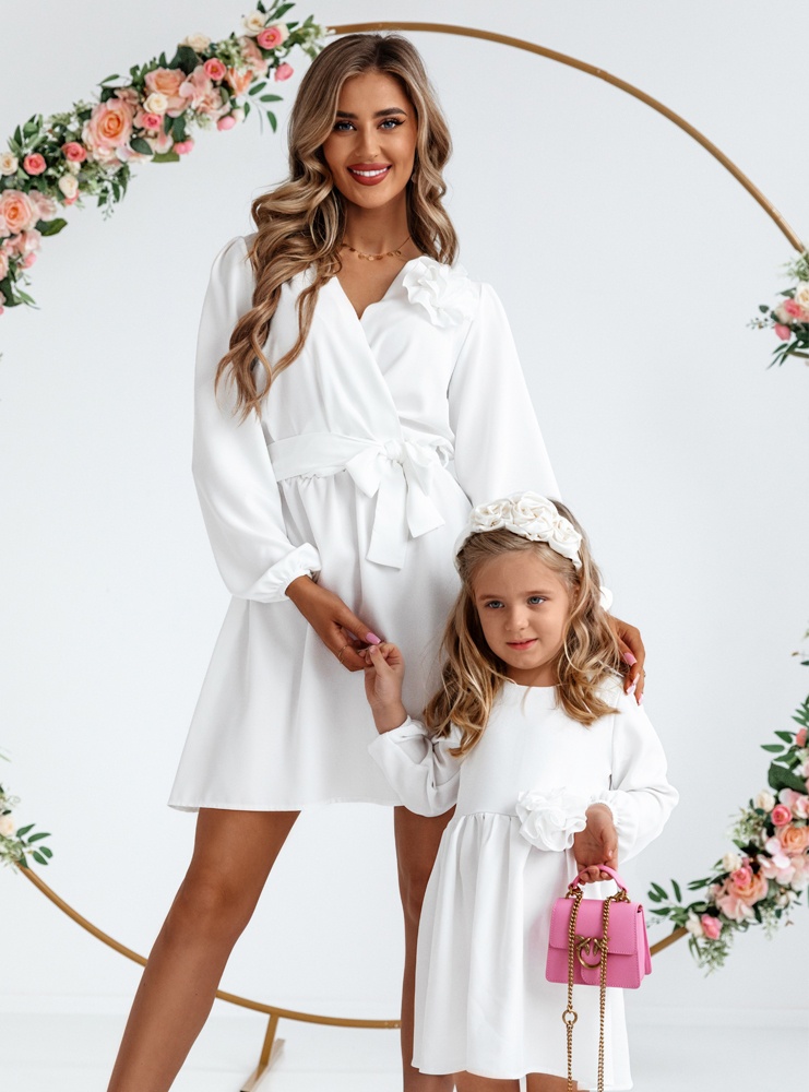 Biały zestaw sukienek mama i córka...