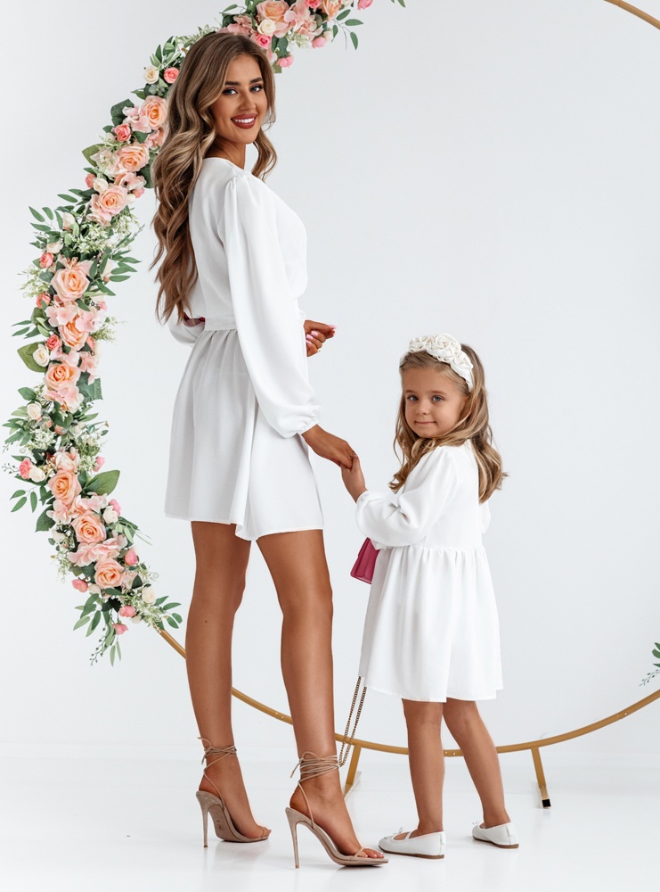 Biały zestaw sukienek mama i córka...