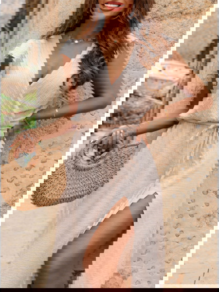 Beżowa muślinowa sukienka z... 2