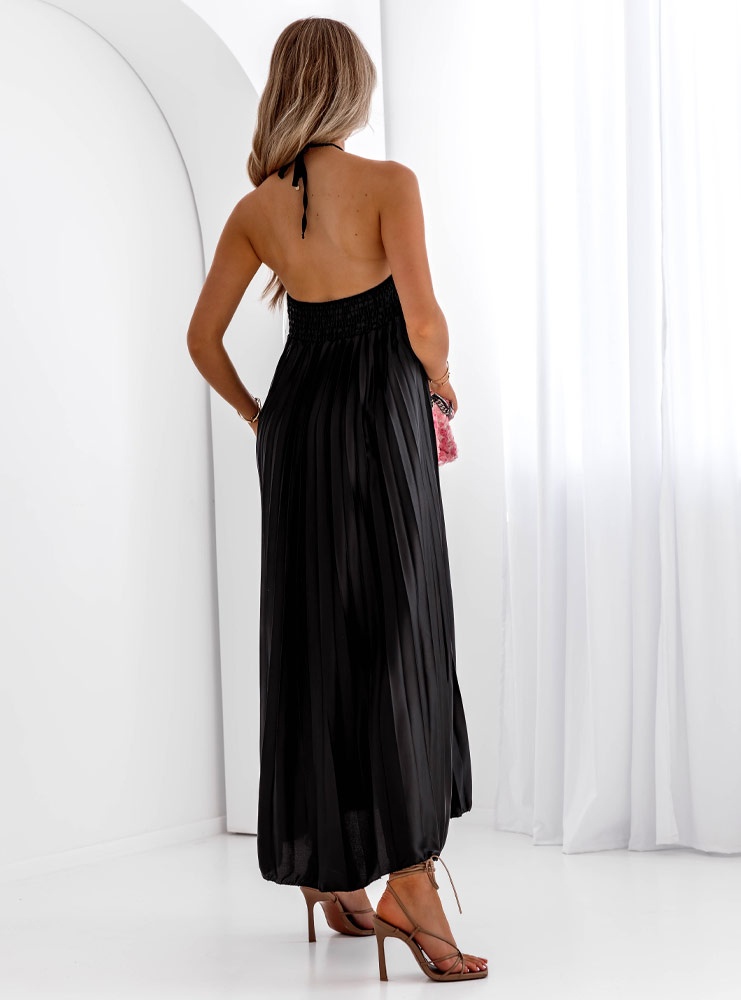 Czarna plisowana sukienka maxi Simone
