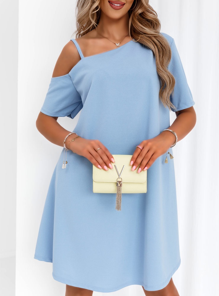 Błękitna trapezowa sukienka mini Selinas