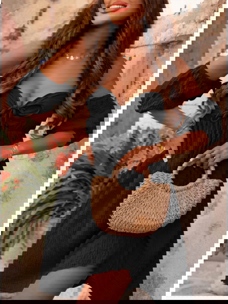 Czarna muślinowa sukienka z... 2