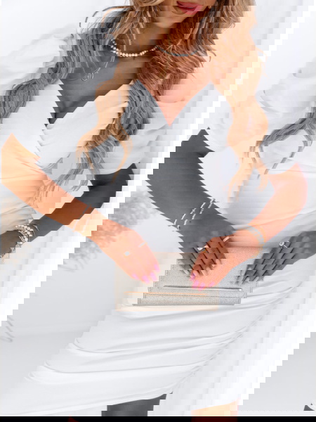 Biała marszczona sukienka z... 2