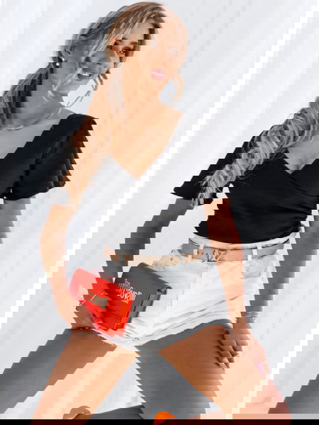 Czarna prążkowana bluzka z... 2