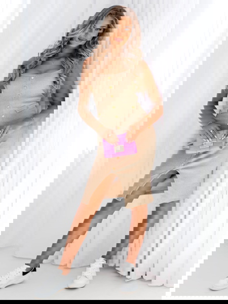 Beżowa prążkowana sukienka... 2