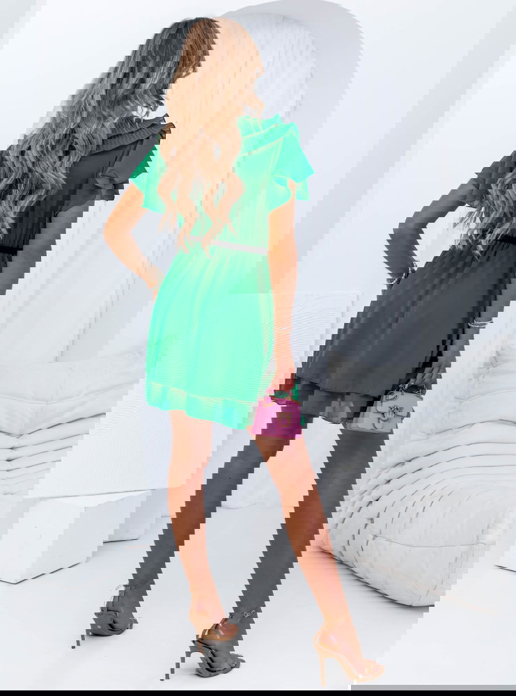 Szmaragdowa rozkloszowana sukienka z...