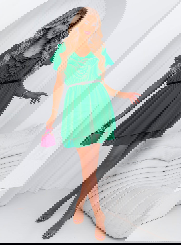 Szmaragdowa rozkloszowana sukienka z...